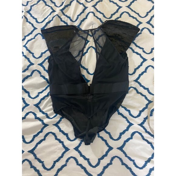 Victoria Secret Women's Black Deep V Plunge Velvet Body Suit - Medium - Picture 8 of 13